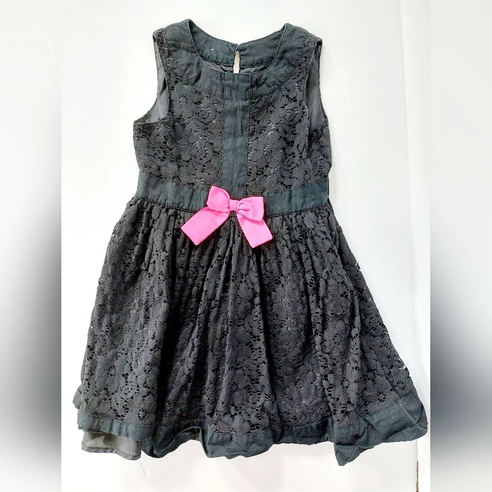 Black Lace Dress Pink Bow Size‎ 3t